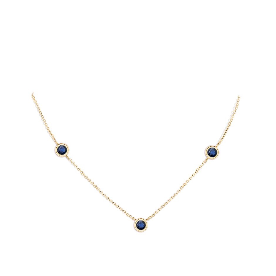 7mm AA Bezel-Set Round Blue Sapphire Chain Necklace in Yellow Gold pen