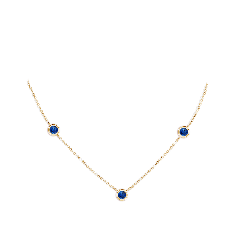 7mm AAA Bezel-Set Round Blue Sapphire Chain Necklace in Yellow Gold pen