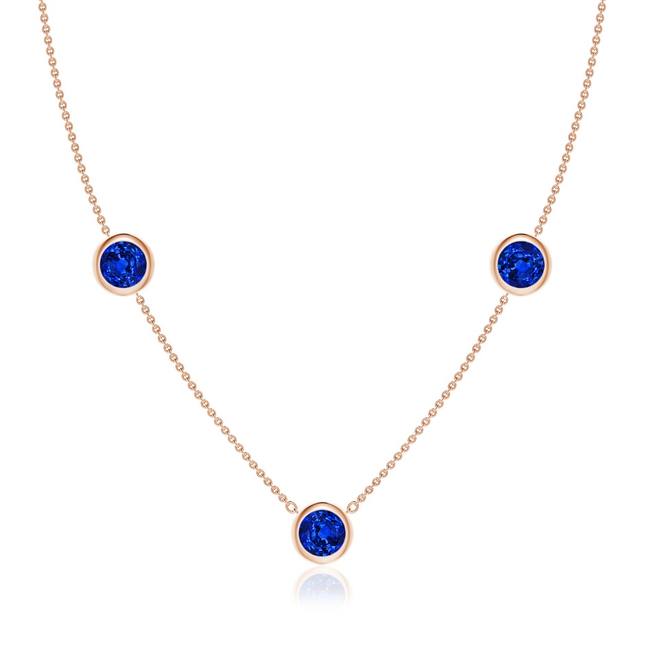 7mm Lab-Grown Bezel-Set Round Blue Sapphire Chain Necklace in 18K Rose Gold 