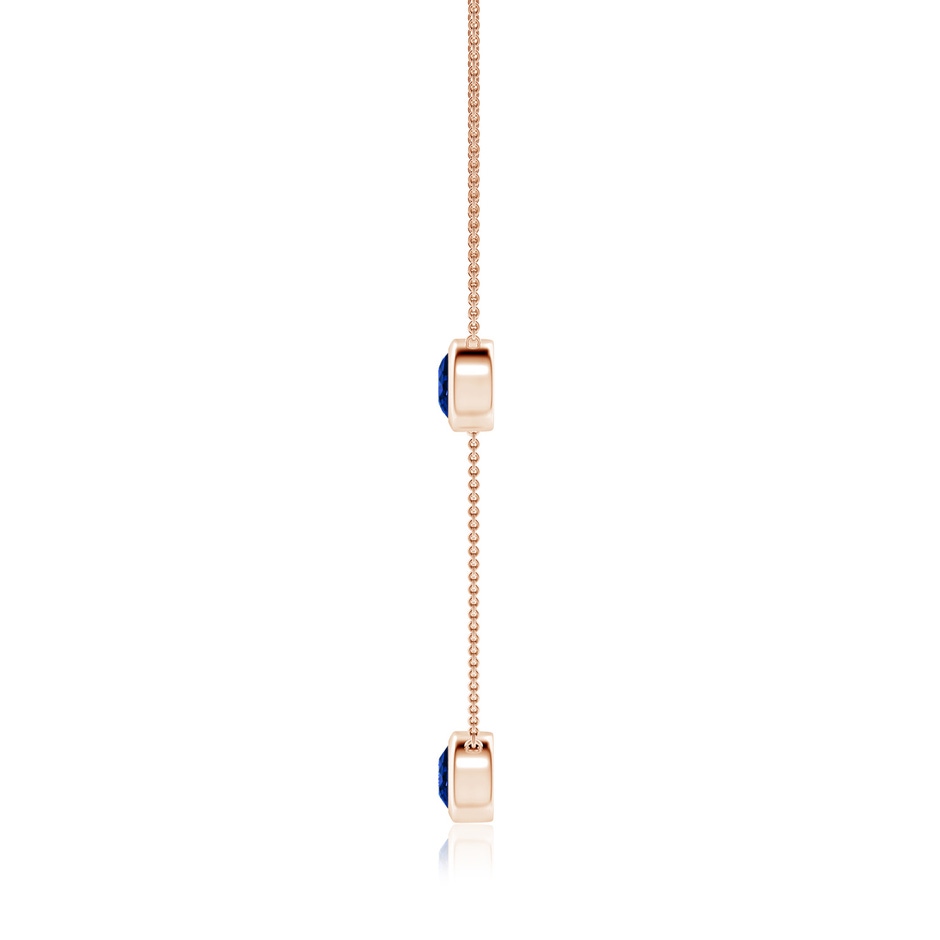 7mm Lab-Grown Bezel-Set Round Blue Sapphire Chain Necklace in 18K Rose Gold side 199