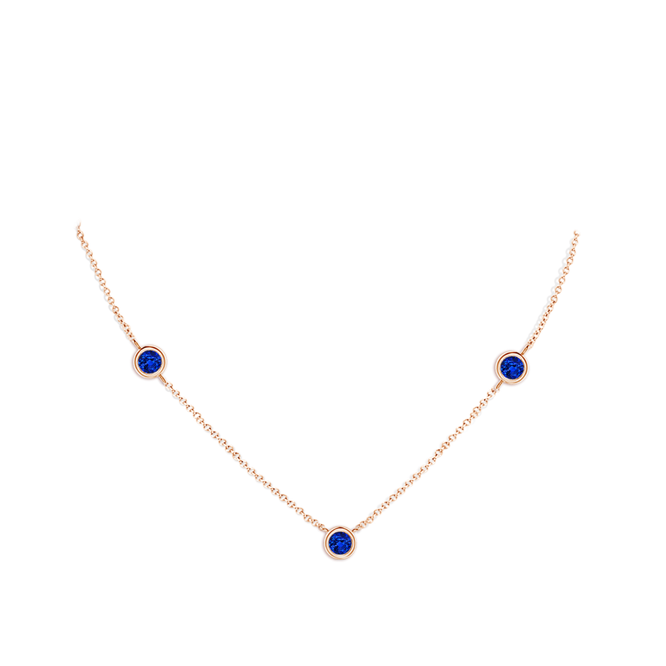 7mm Lab-Grown Bezel-Set Round Blue Sapphire Chain Necklace in 18K Rose Gold pen