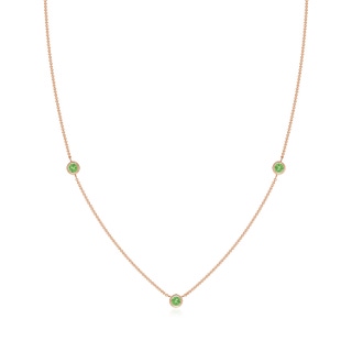 3mm A Bezel-Set Round Tsavorite Chain Necklace in Rose Gold