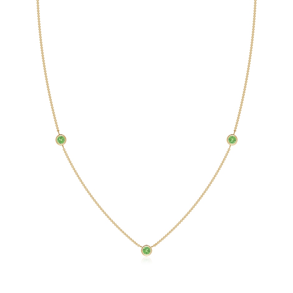 3mm A Bezel-Set Round Tsavorite Chain Necklace in Yellow Gold 
