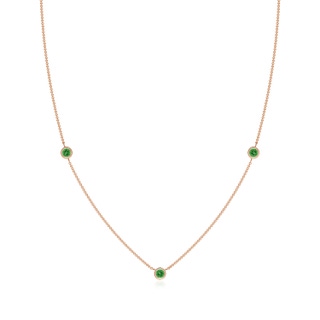 3mm AAAA Bezel-Set Round Tsavorite Chain Necklace in Rose Gold