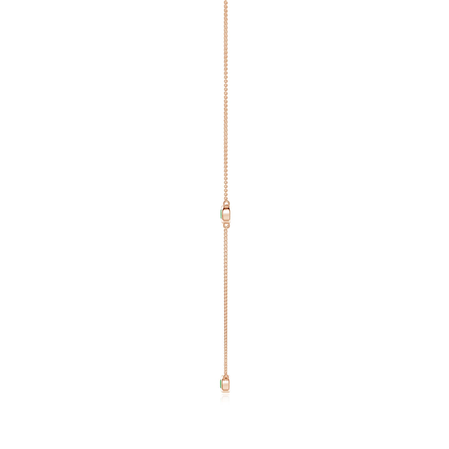3mm AAAA Bezel-Set Round Tsavorite Chain Necklace in Rose Gold