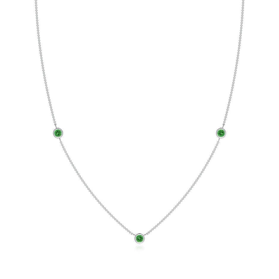 3mm AAAA Bezel-Set Round Tsavorite Chain Necklace in White Gold 