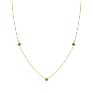 3mm AAAA Bezel-Set Round Tsavorite Chain Necklace in Yellow Gold