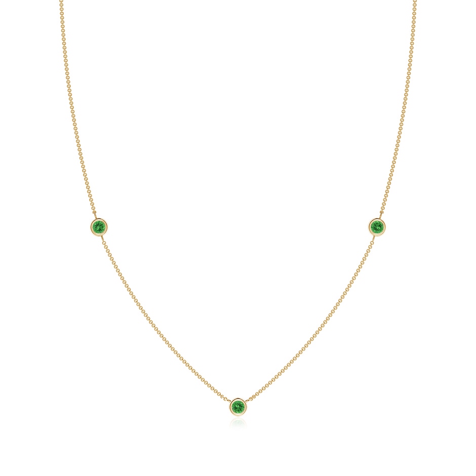 3mm AAAA Bezel-Set Round Tsavorite Chain Necklace in Yellow Gold 