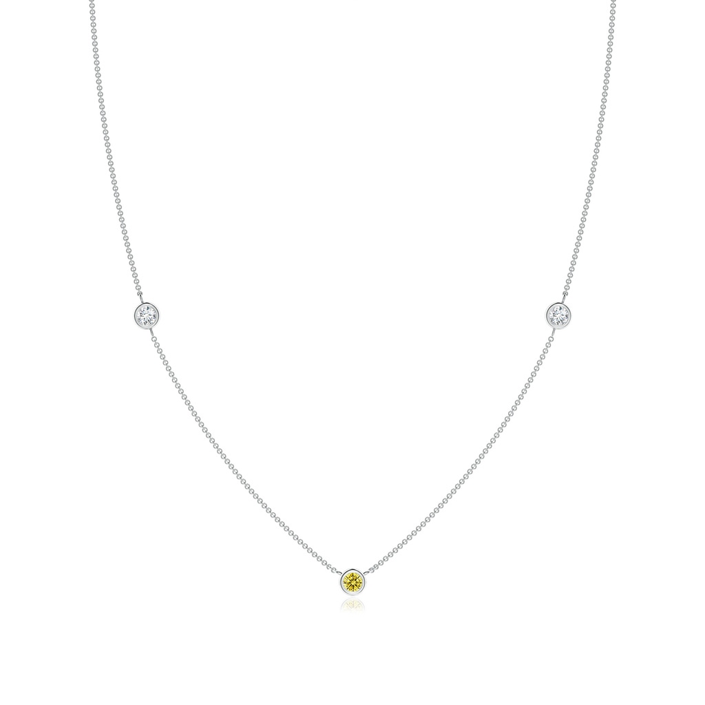 3mm AAAA Bezel-Set Round Fancy Intense Yellow and White Diamond Chain Necklace in P950 Platinum