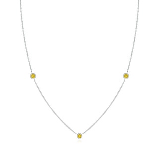 3mm AAA Bezel-Set Round Yellow Sapphire Chain Necklace in White Gold