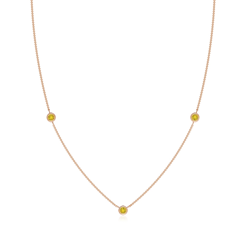 3mm AAAA Bezel-Set Round Yellow Sapphire Chain Necklace in Rose Gold