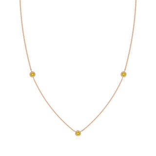 3mm AAAA Bezel-Set Round Yellow Sapphire Chain Necklace in Rose Gold
