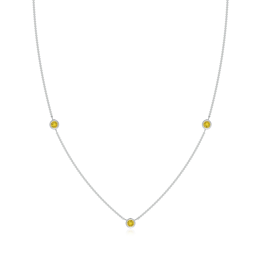 3mm AAAA Bezel-Set Round Yellow Sapphire Chain Necklace in White Gold