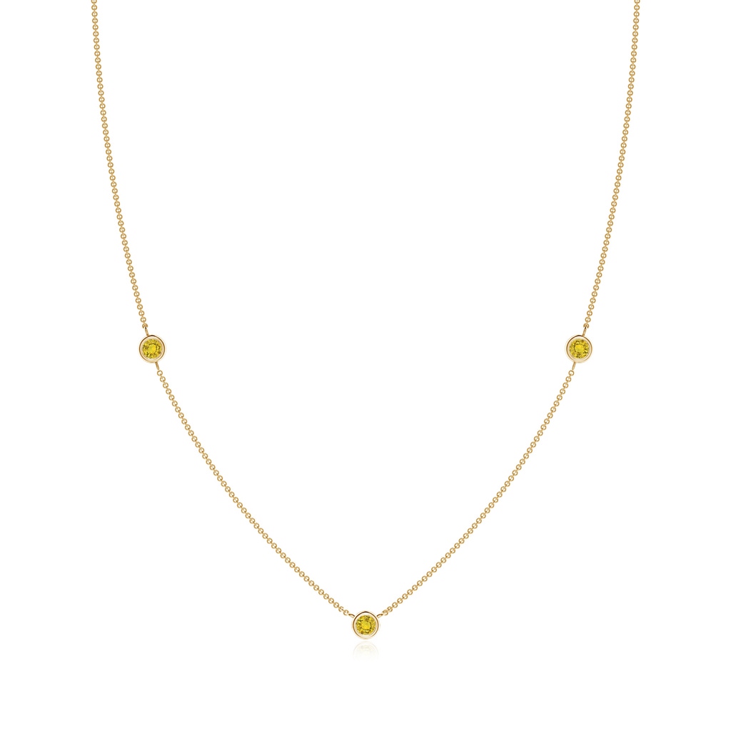 3mm AAAA Bezel-Set Round Yellow Sapphire Chain Necklace in Yellow Gold 