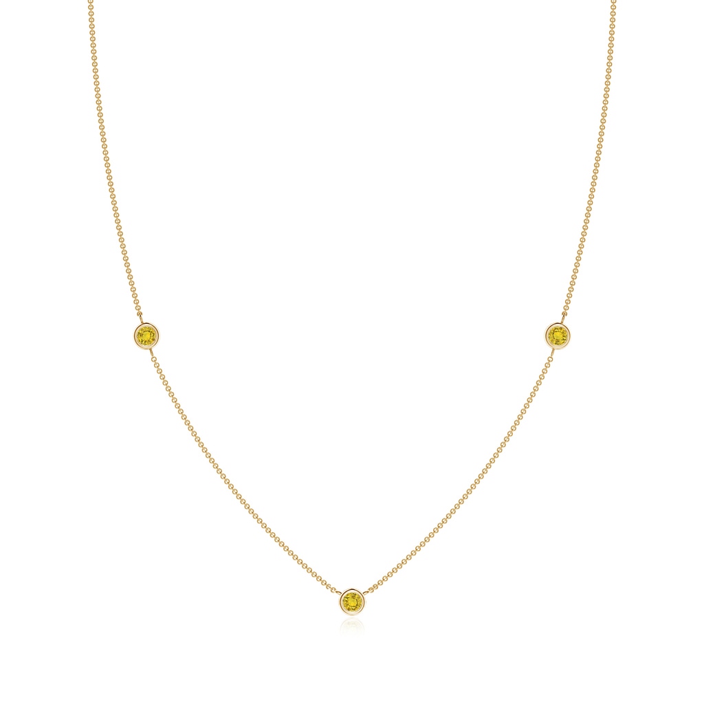 3mm AAAA Bezel-Set Round Yellow Sapphire Chain Necklace in Yellow Gold