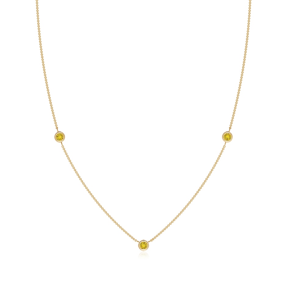 3mm AAAA Bezel-Set Round Yellow Sapphire Chain Necklace in Yellow Gold 