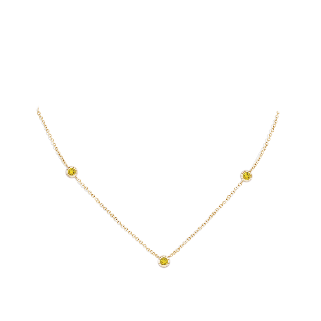 3mm AAAA Bezel-Set Round Yellow Sapphire Chain Necklace in Yellow Gold Body-Neck