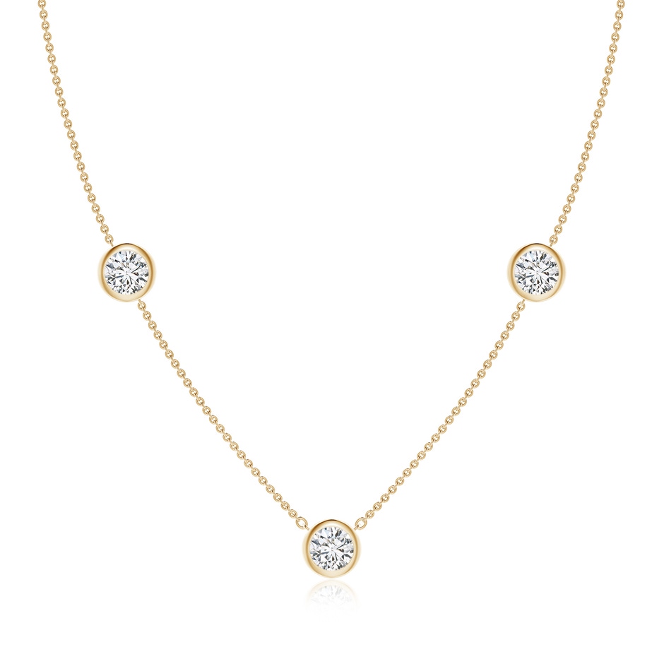 6.4mm HSI2 Round Diamond Station Necklace in Yellow Gold 