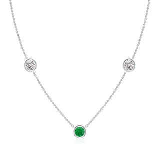 6mm AA Round Emerald and Diamond Station Necklace in P950 Platinum