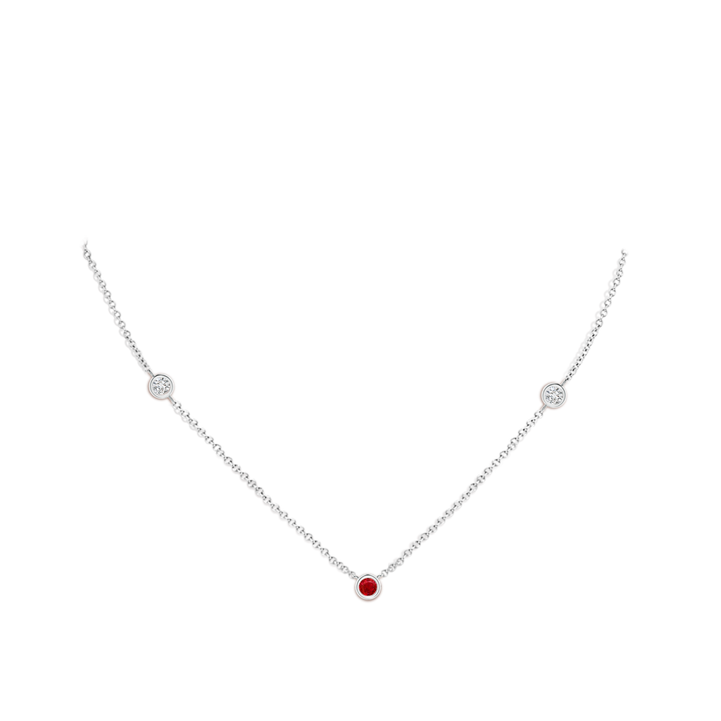 3mm AAA Round Ruby and Diamond Station Necklace in P950 Platinum pen