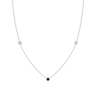 3mm AAAA Round Ruby and Diamond Station Necklace in P950 Platinum