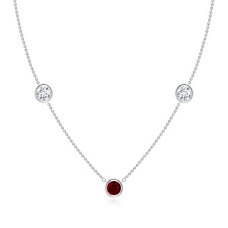 6mm AAAA Round Ruby and Diamond Station Necklace in P950 Platinum