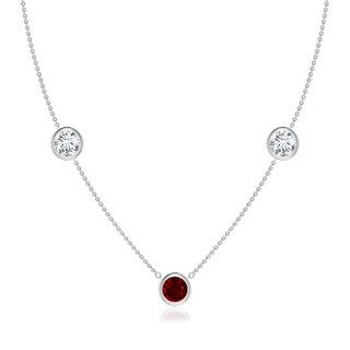 7mm AAAA Round Ruby and Diamond Station Necklace in P950 Platinum