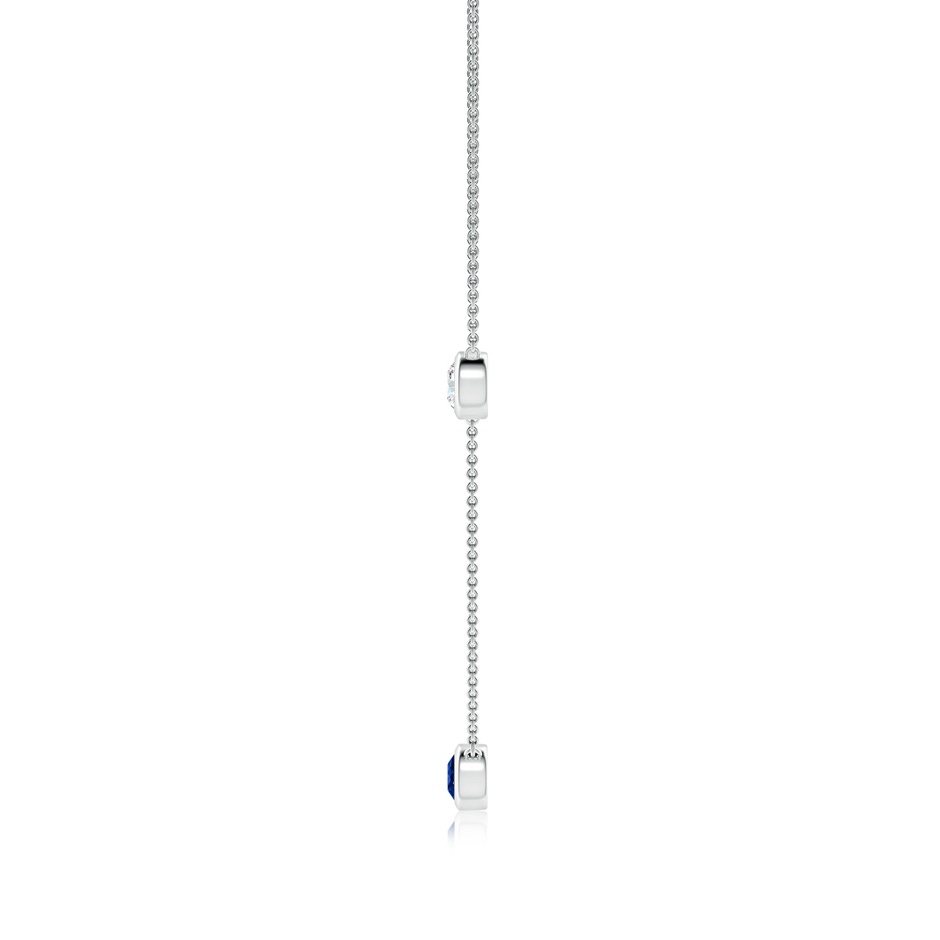 5mm Lab-Grown Round Blue Sapphire and Diamond Station Necklace in 18K White Gold side 199