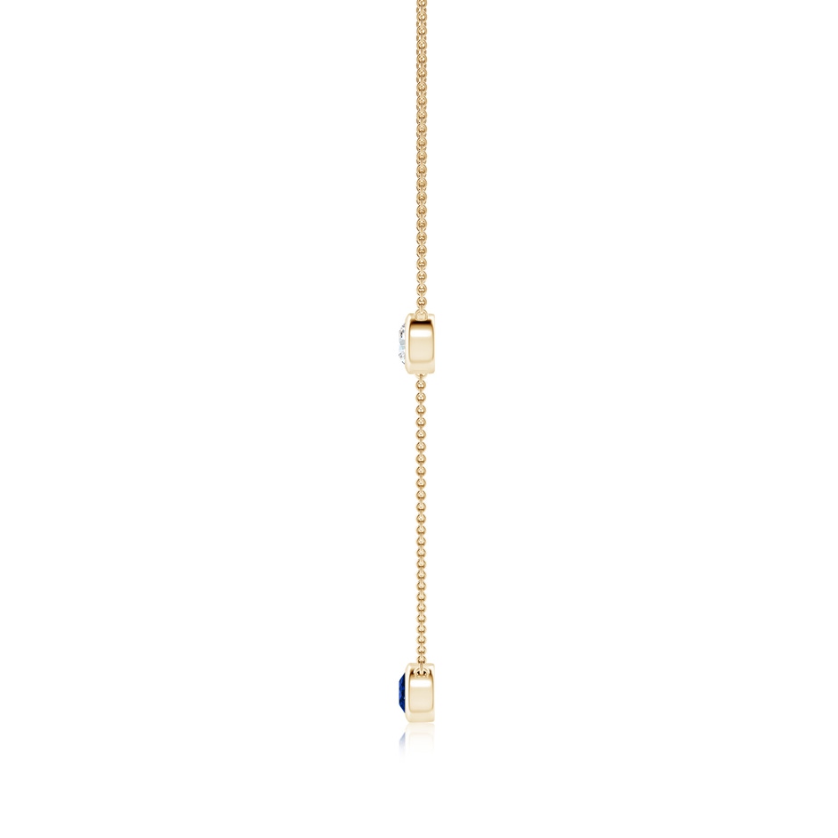 5mm Lab-Grown Round Blue Sapphire and Diamond Station Necklace in Yellow Gold side 199