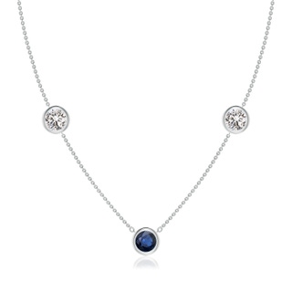 7mm AA Round Blue Sapphire and Diamond Station Necklace in P950 Platinum
