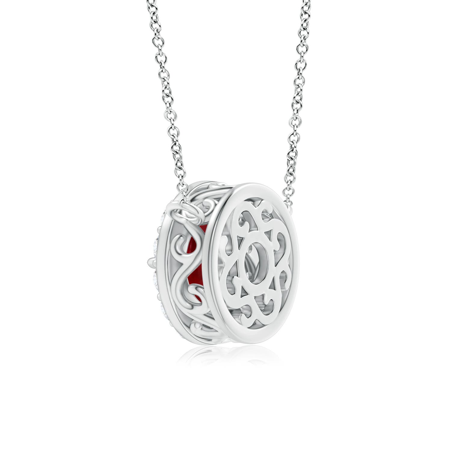 7.12x7.10x3.44mm AAAA GIA Certified Claw-Set Ruby Halo Pendant in 18K White Gold - side 5