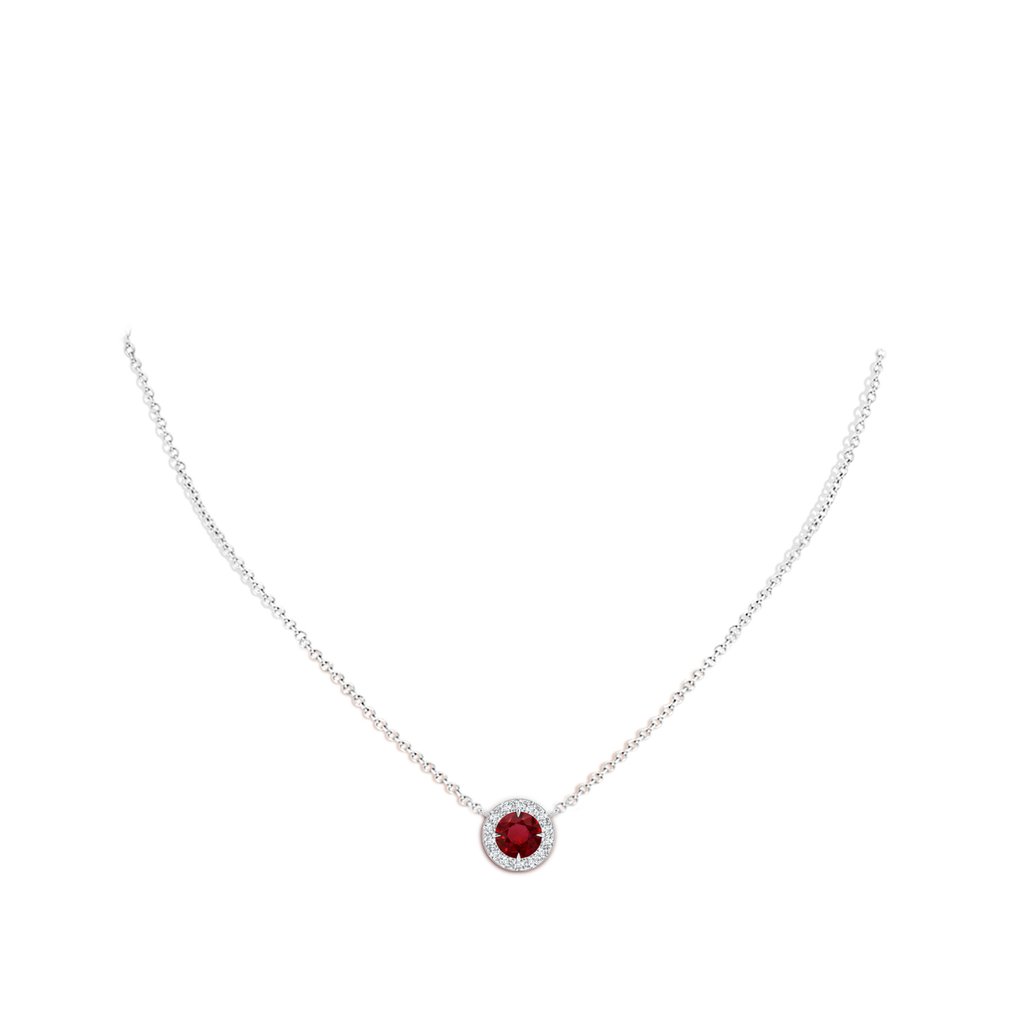 GIA Certified Claw-Set Ruby Halo Pendant