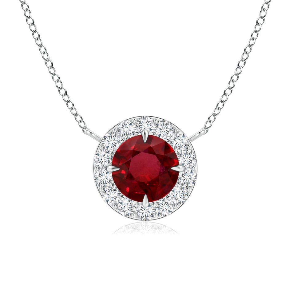 7.12x7.10x3.44mm AAAA GIA Certified Claw-Set Ruby Halo Pendant in P950 Platinum 