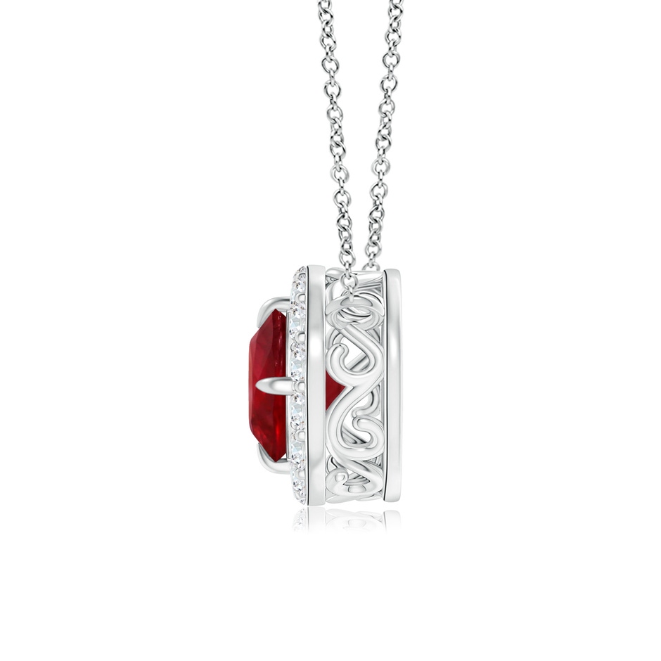 7.12x7.10x3.44mm AAAA GIA Certified Claw-Set Ruby Halo Pendant in P950 Platinum side-1
