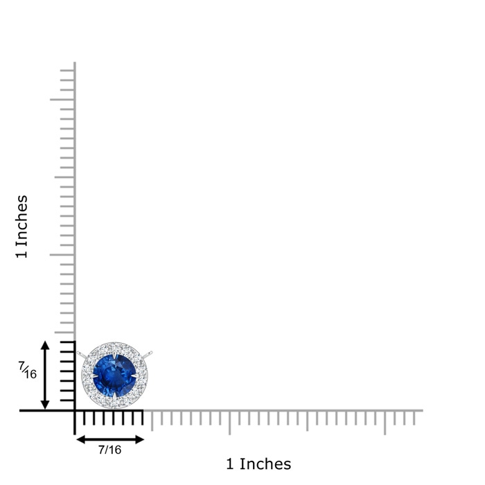 7mm AAA Claw-Set Blue Sapphire Pendant with Diamond Halo in White Gold Product Image