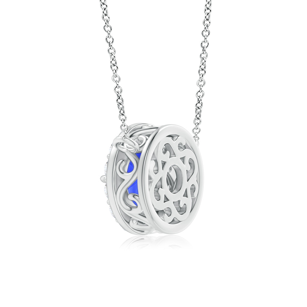 6.97x7.02x4.67mm AAA Claw-Set GIA Certified Blue sapphire Pendant with Diamond Halo in P950 Platinum Side 399
