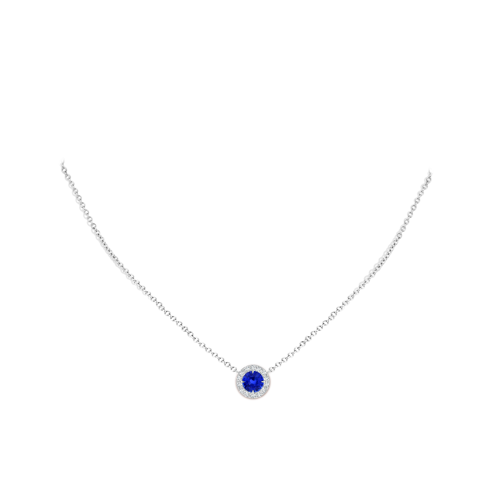 6.97x7.02x4.67mm AAA Claw-Set GIA Certified Blue sapphire Pendant with Diamond Halo in P950 Platinum pen