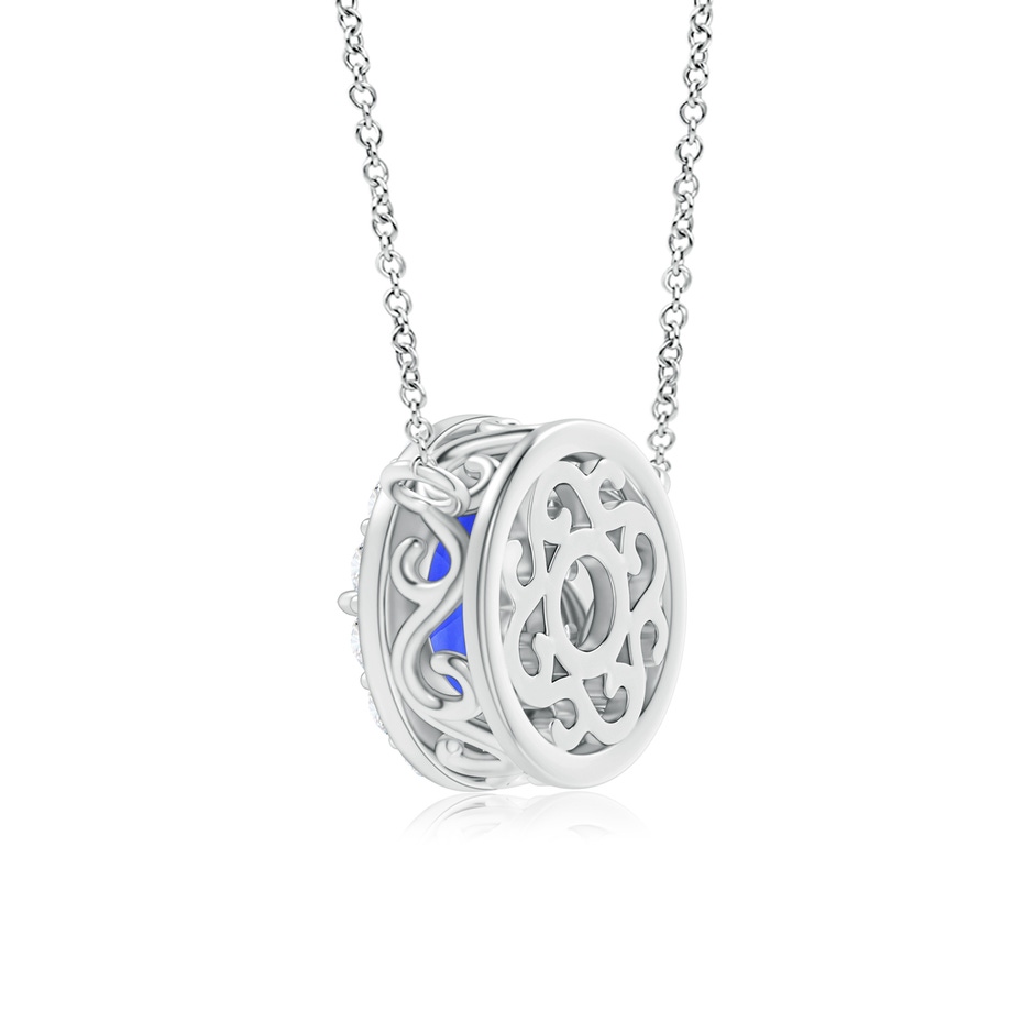 6.97x7.02x4.67mm AAA Claw-Set GIA Certified Blue sapphire Pendant with Diamond Halo in White Gold side 399