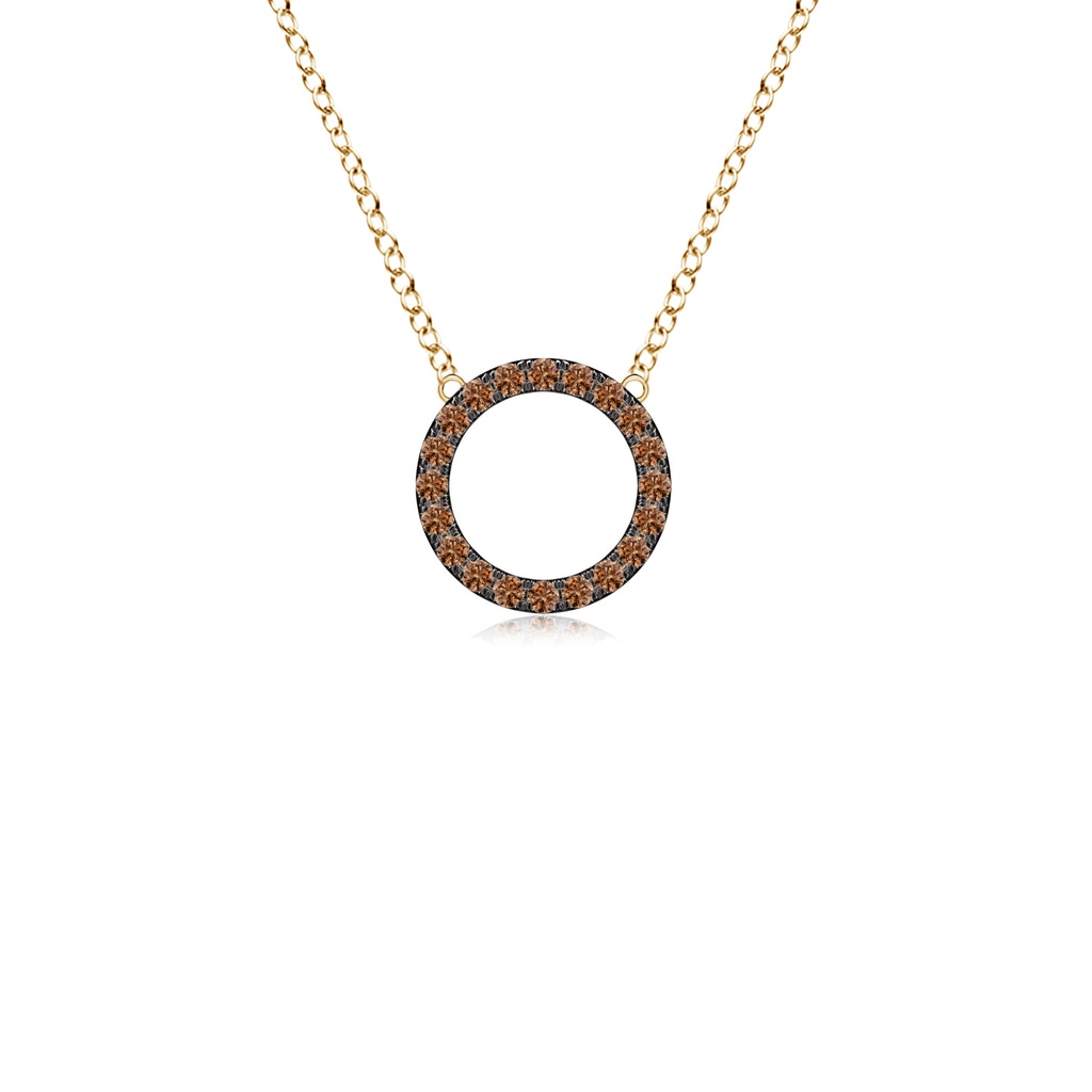 1.5mm AAAA Brown Diamond Open Circle Eternity Pendant in Yellow Gold