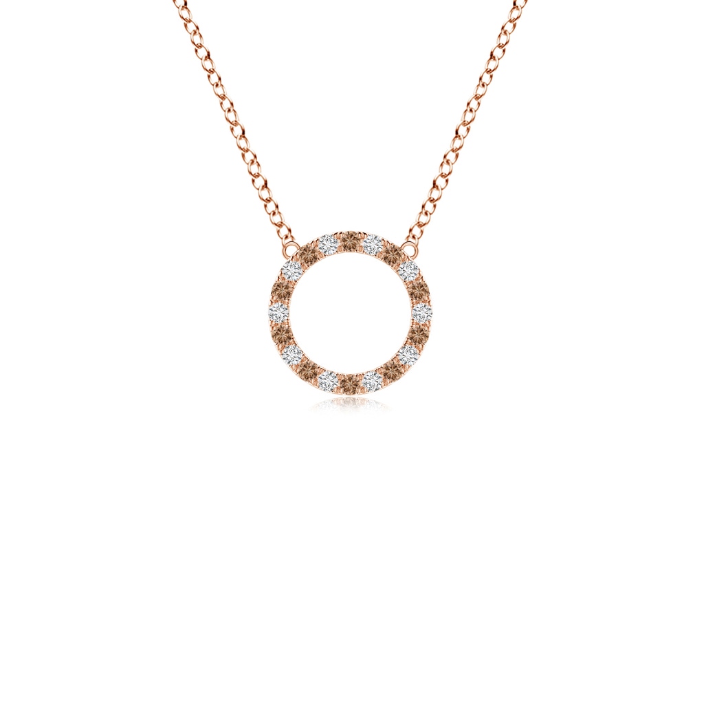 1.5mm AAA Coffee and White Diamond Open Circle Eternity Pendant in Rose Gold