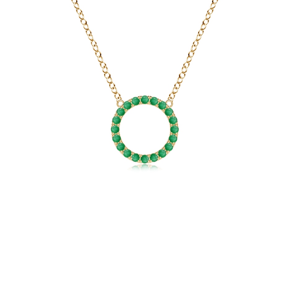 1.5mm A Emerald Open Circle Eternity Pendant in Yellow Gold 