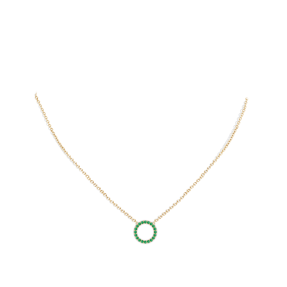 1.5mm A Emerald Open Circle Eternity Pendant in Yellow Gold pen