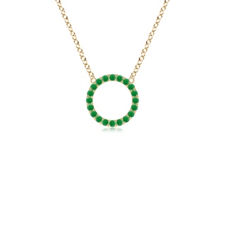 1.5mm AA Emerald Open Circle Eternity Pendant in 9K Yellow Gold