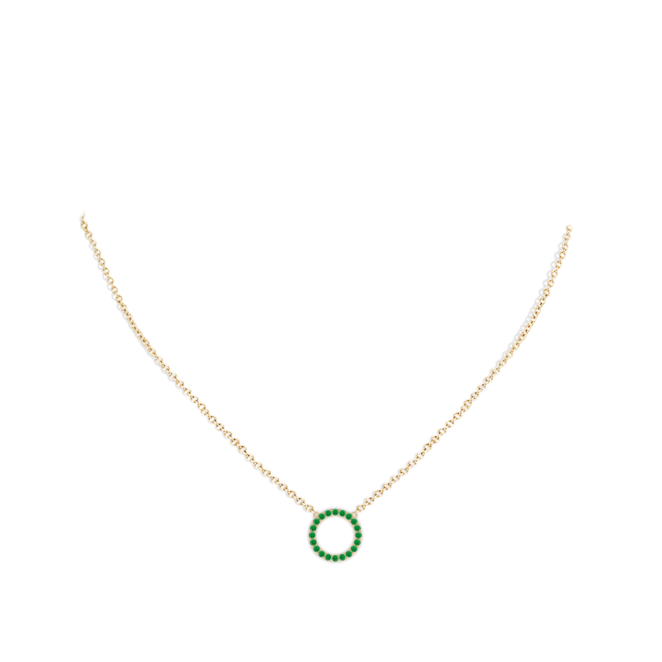 1.5mm AA Emerald Open Circle Eternity Pendant in Yellow Gold pen