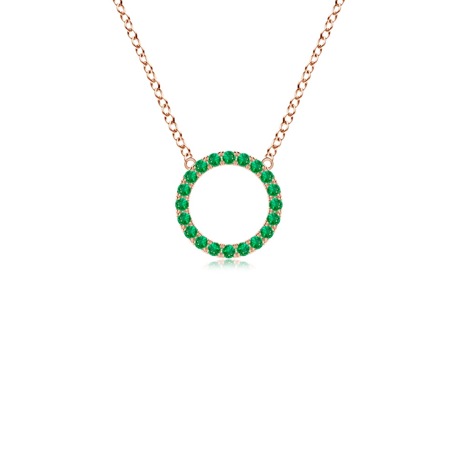 1.5mm AAA Emerald Open Circle Eternity Pendant in Rose Gold 
