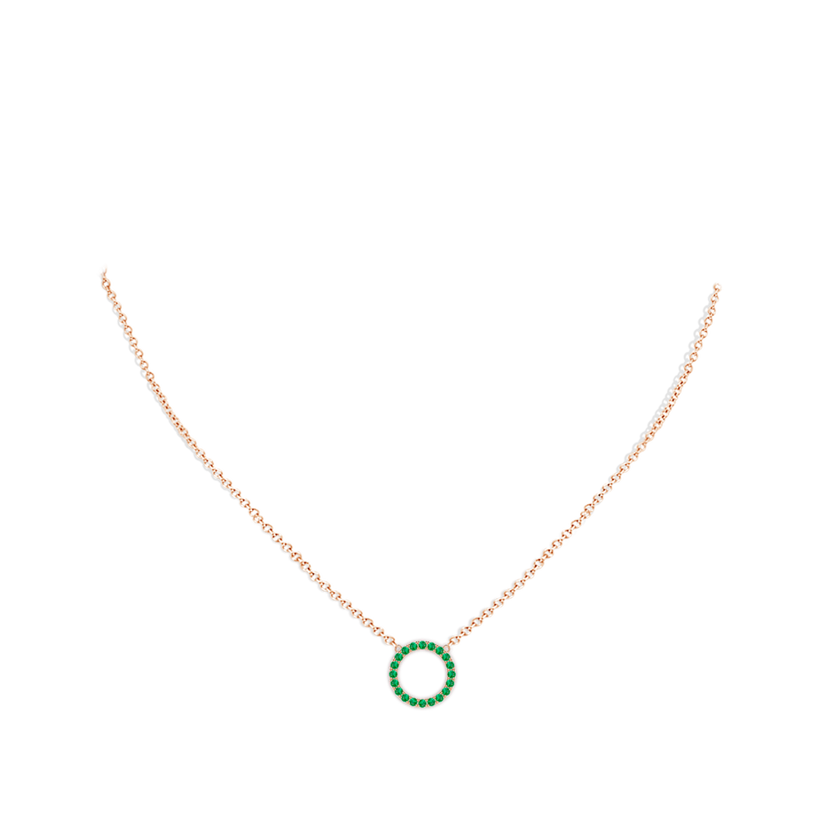 1.5mm AAA Emerald Open Circle Eternity Pendant in Rose Gold pen