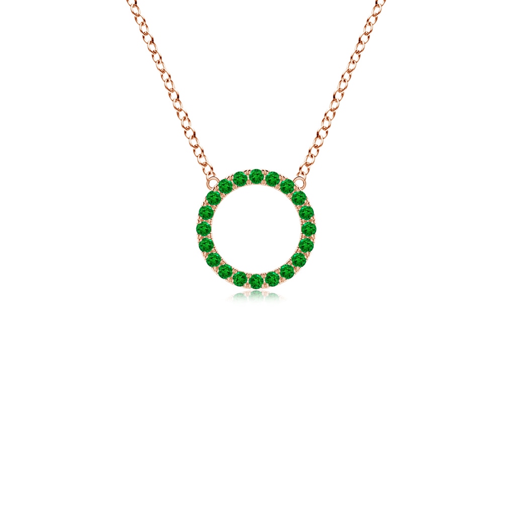 1.5mm AAAA Emerald Open Circle Eternity Pendant in Rose Gold
