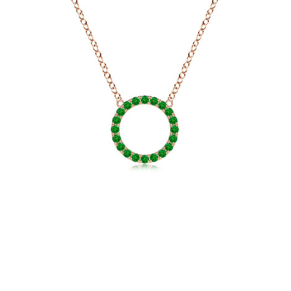 1.5mm AAAA Emerald Open Circle Eternity Pendant in Rose Gold 