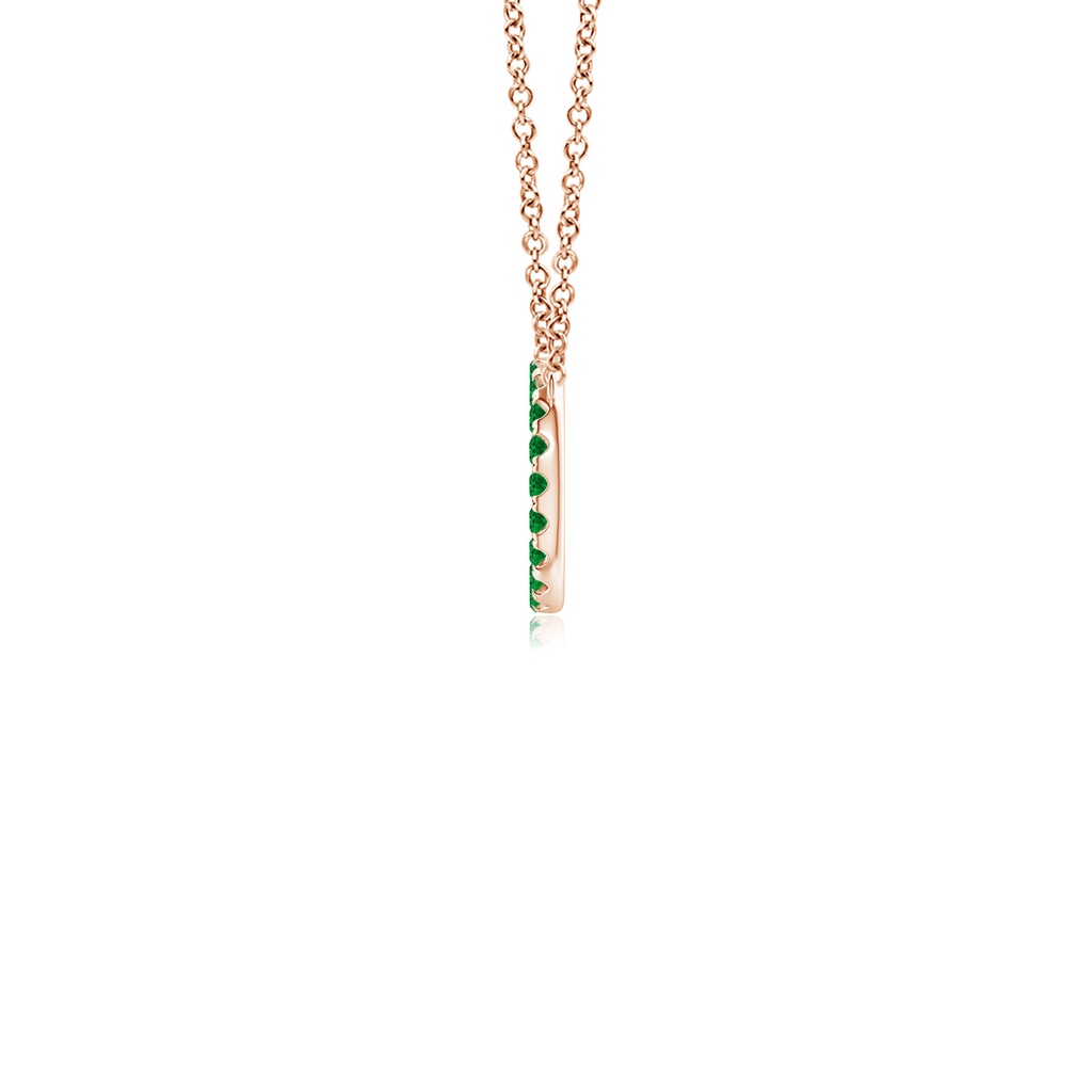 1.5mm AAAA Emerald Open Circle Eternity Pendant in Rose Gold - side 199