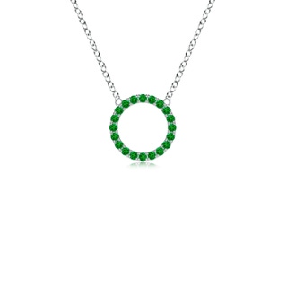 1.5mm AAAA Emerald Open Circle Eternity Pendant in White Gold